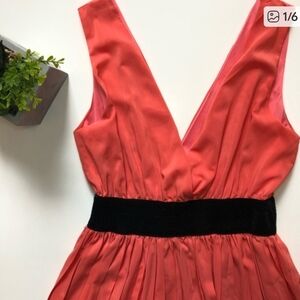 Fully-Lined Coral V-Neck Dress